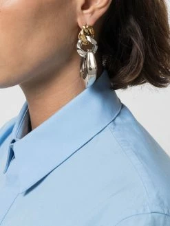 Alexander McQueen two-tone chain sculptural earrings