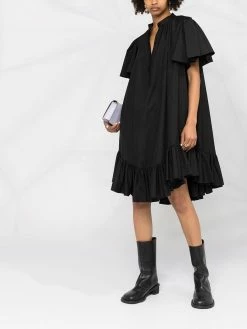 Alexander McQueen ruffle-trim cotton-poplin shirtdress