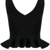 Alexander McQueen V-neck peplum rib-knit top