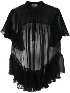 Alexander McQueen sheer ruffled blouse