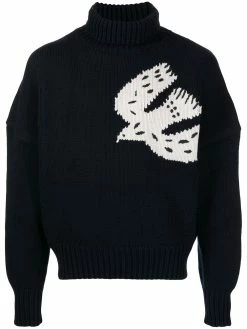 Alexander McQueen bird-print intarsia-knit jumper