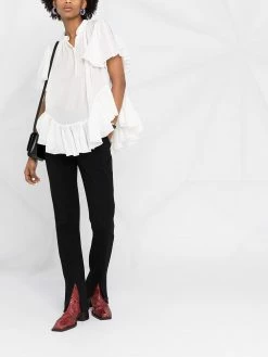 Alexander McQueen band-collar ruffled blouse