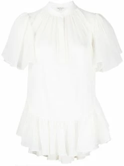 Alexander McQueen band-collar ruffled blouse