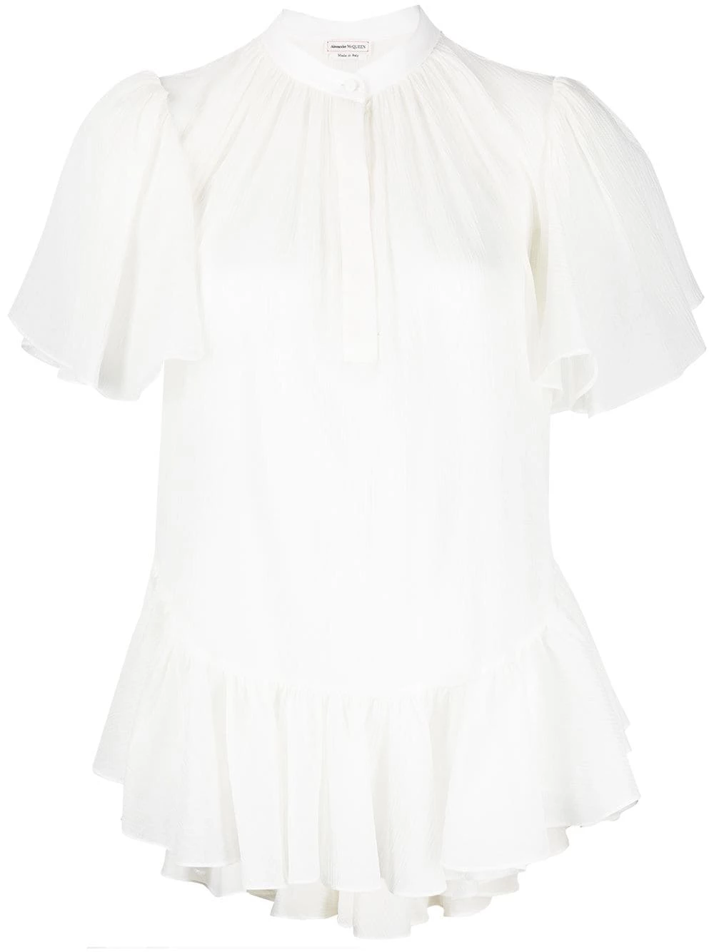 Alexander McQueen Band collar ruffled blouse 1 Alexander McQueen band-collar ruffled blouse