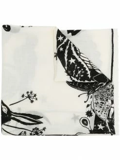 Alexander McQueen frayed fine-knit insect scarf