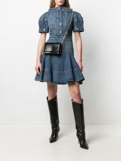 Alexander McQueen puff-sleeve denim dress