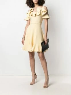 Alexander McQueen cold-shoulder ruffle-trim minidress