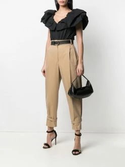 Alexander McQueen belted ankles high-waisted trousers