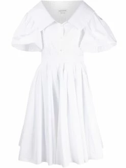 Alexander McQueen puff-sleeve poplin dress