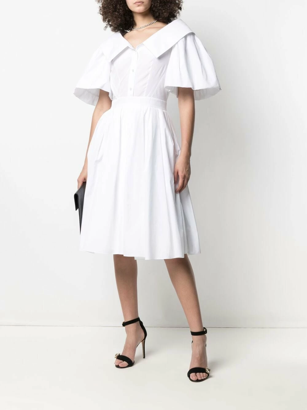 Alexander McQueen Puff sleeve poplin dress 2 Alexander McQueen puff-sleeve poplin dress
