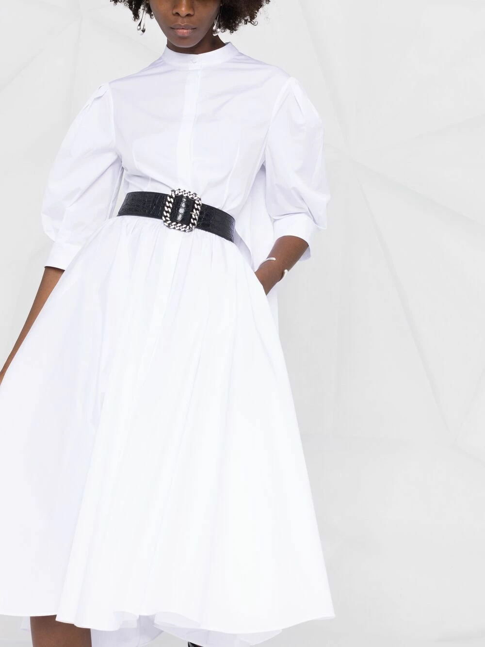 Alexander McQueen Flared draped back shirtdress 6 Alexander McQueen flared draped-back shirtdress