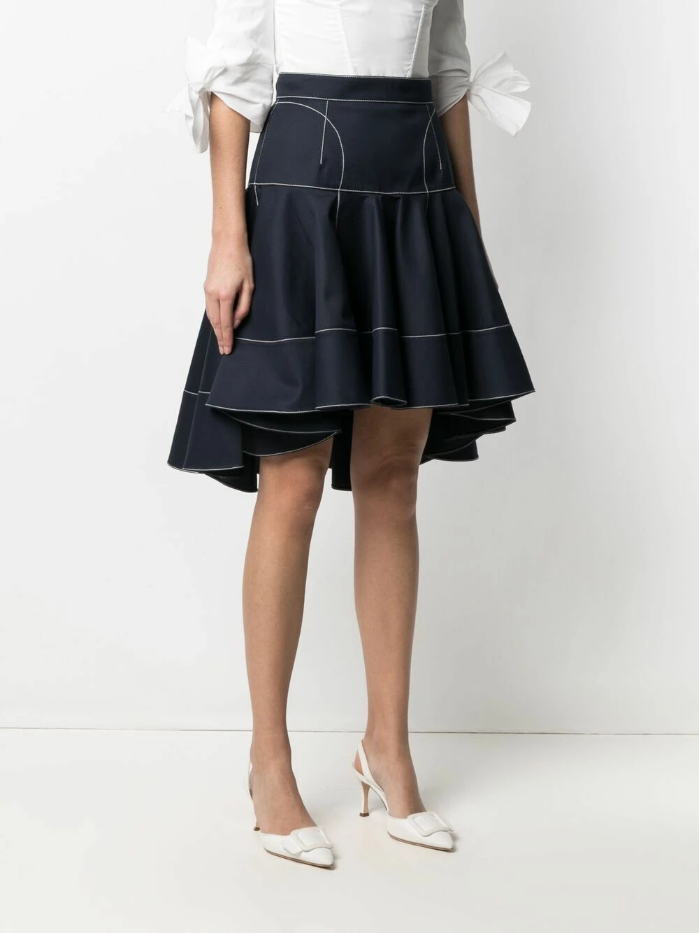 Alexander McQueen Contrast stitch ruffled skirt 3 Alexander McQueen contrast-stitch ruffled skirt