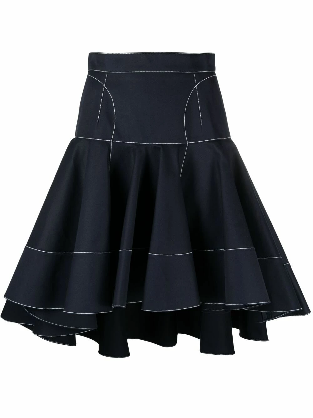 Alexander McQueen Contrast stitch ruffled skirt 1 Alexander McQueen contrast-stitch ruffled skirt