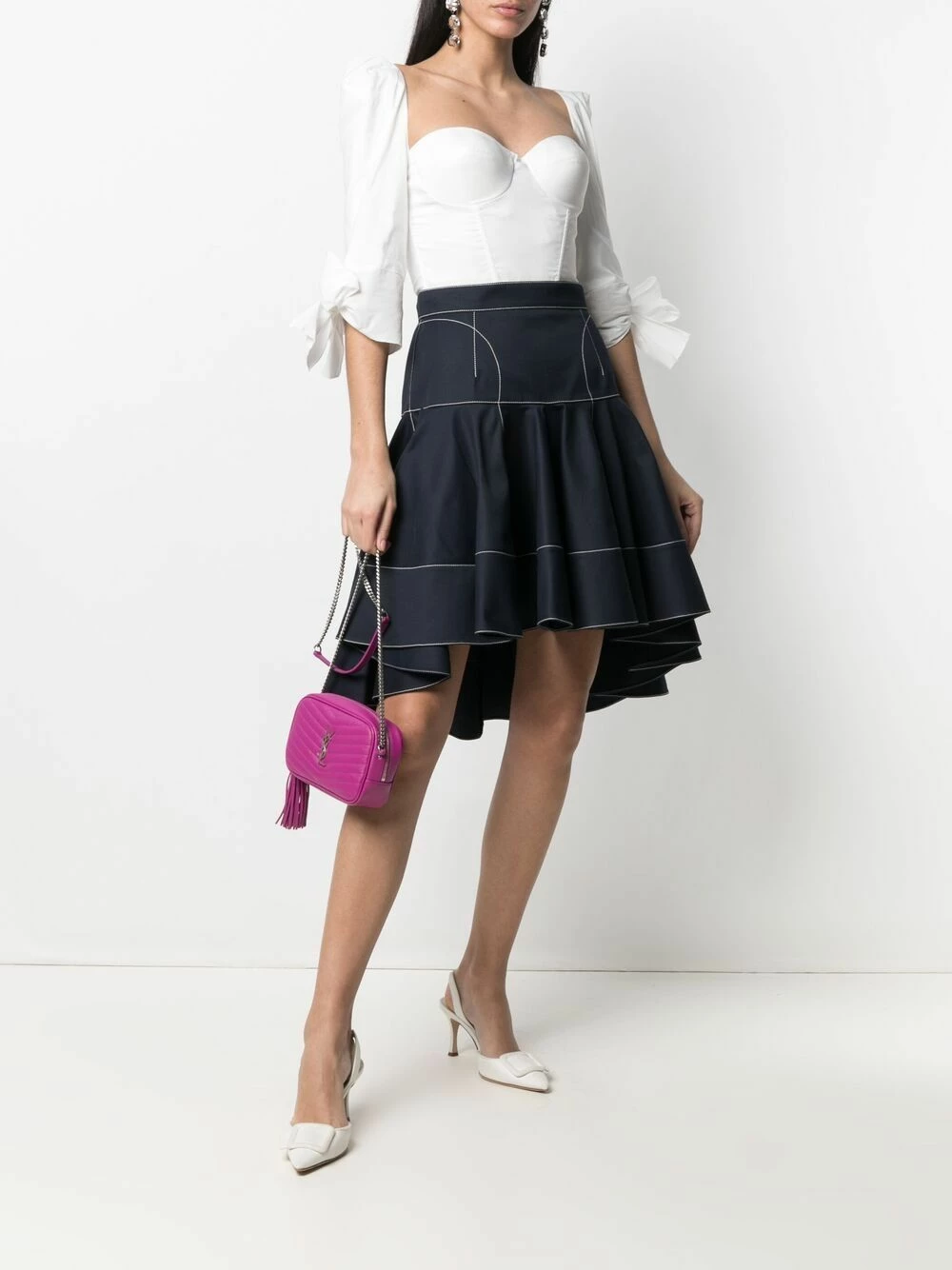 Alexander McQueen Contrast stitch ruffled skirt 2 Alexander McQueen contrast-stitch ruffled skirt