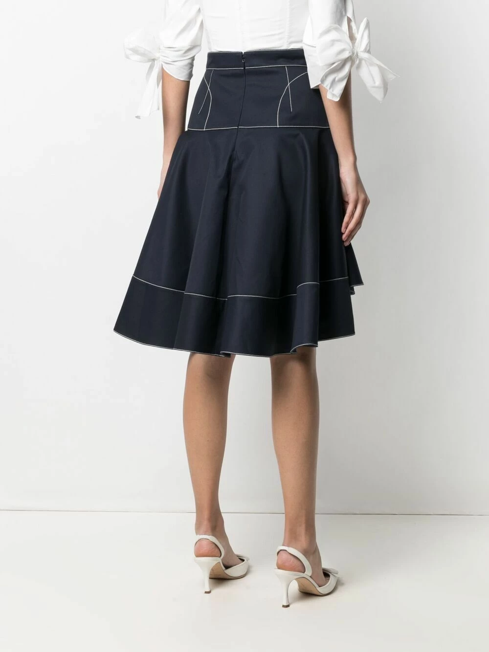 Alexander McQueen Contrast stitch ruffled skirt 4 Alexander McQueen contrast-stitch ruffled skirt