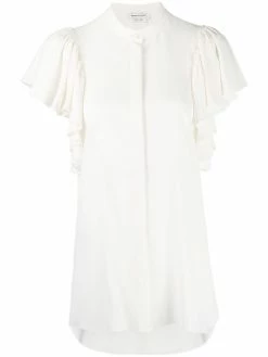 Alexander McQueen ruffled-sleeve silk shirt