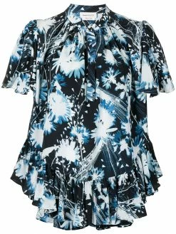 Alexander McQueen floral-print silk shirt