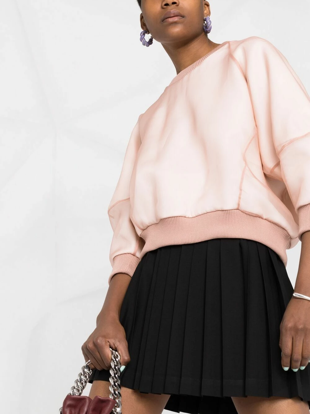 Alexander McQueen Organza overlay cropped sweatshirt 5 Alexander McQueen organza overlay cropped sweatshirt