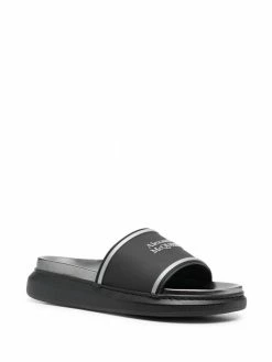 Alexander McQueen logo-print flatform slides