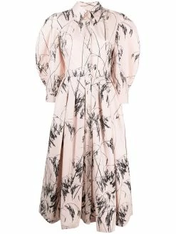 Alexander McQueen botanical-print cotton shirtdress
