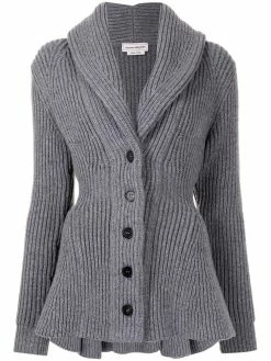 Alexander McQueen rib-knit peplum cardigan