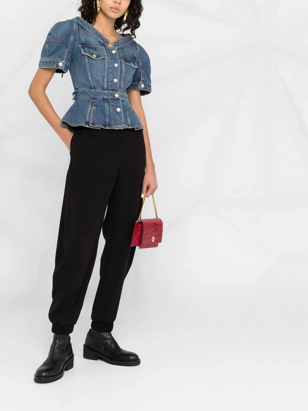 Alexander McQueen Puff sleeve denim top 4 Alexander McQueen puff-sleeve denim top