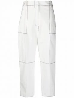 Alexander McQueen contrast-stitch cropped trousers