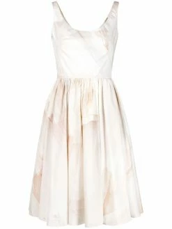 Alexander McQueen engineered tulle toile print flared dress