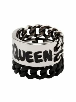 Alexander McQueen Graffiti curb-chain ring