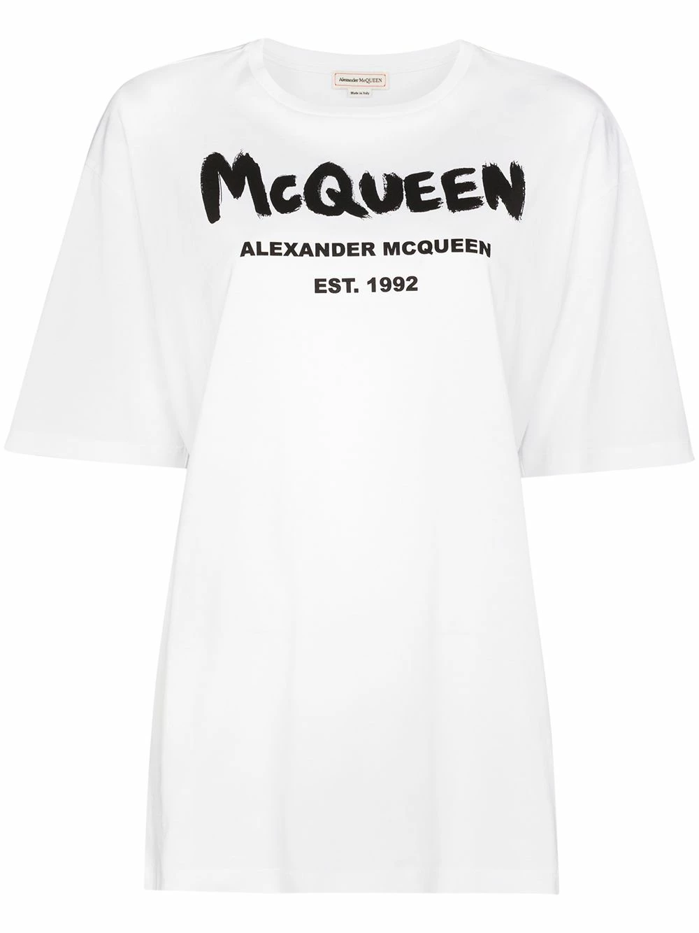 Alexander McQueen Logo print cotton T shirt 1 Alexander McQueen logo-print cotton T-shirt
