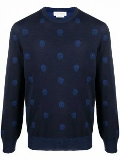 Alexander McQueen skull intarsia-knit crew-neck jumper