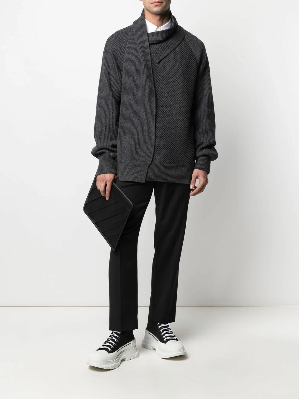 Alexander McQueen Scarf neck wool jumper 2 Alexander McQueen scarf-neck wool jumper