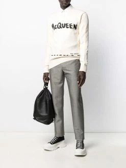 Alexander McQueen Graffiti intarsia-knit jumper