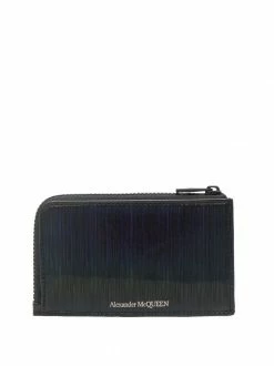 Alexander McQueen textured logo-print zipped cardholder