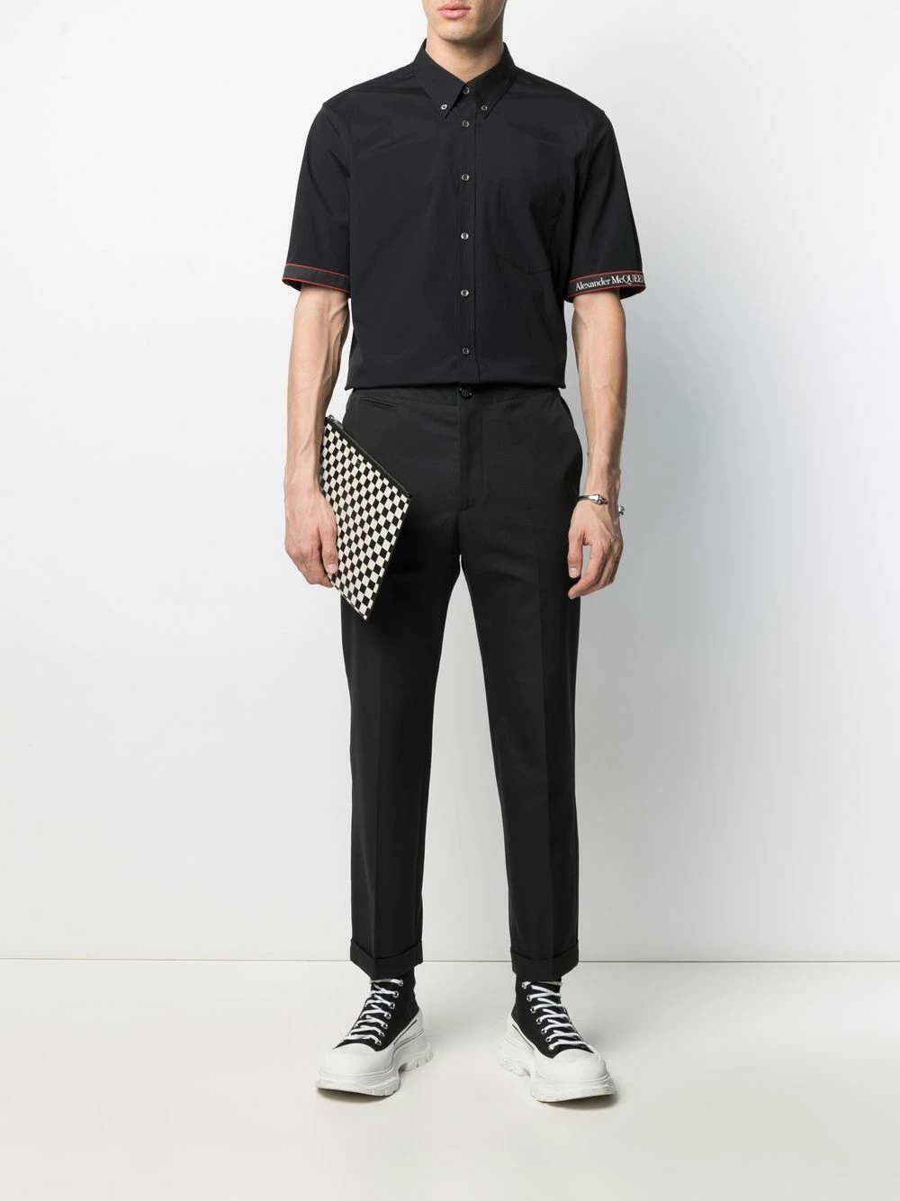 Alexander McQueen Logo trim short sleeve shirt 2 Alexander McQueen logo-trim short-sleeve shirt