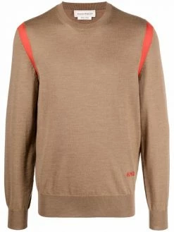 Alexander McQueen contrast-panel fine knit jumper