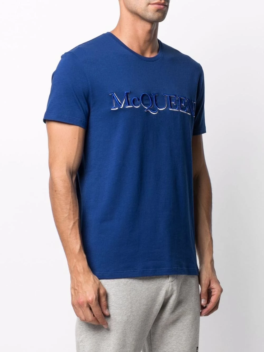 Alexander McQueen Logo embroidered short sleeve T shirt 3 Alexander McQueen logo embroidered short-sleeve T-shirt