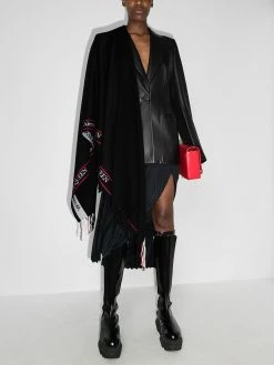 Alexander McQueen logo trim cape