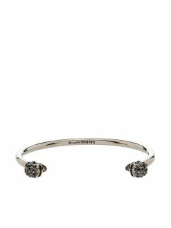 Alexander McQueen crystal skull open cuff bracelet