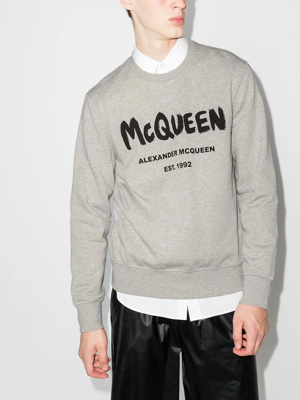 Alexander McQueen Graffiti print crew neck sweatshirt 2 Alexander McQueen graffiti print crew neck sweatshirt
