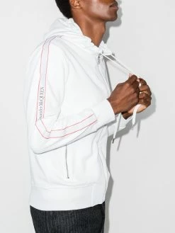 Alexander McQueen logo-tape zip-up cardigan