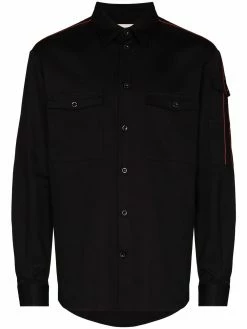 Alexander McQueen logo tape pointed collar shirt