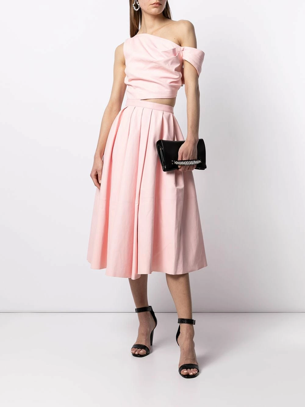 Alexander McQueen Off shoulder pleated dress 2 Alexander McQueen off-shoulder pleated dress