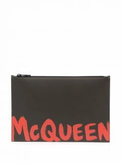 Alexander McQueen logo-print clutch bag