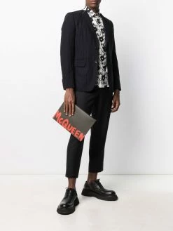 Alexander McQueen logo-print clutch bag