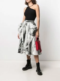 Alexander McQueen high-waisted gathered-detail skirt