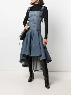 Alexander McQueen square-neck denim dress