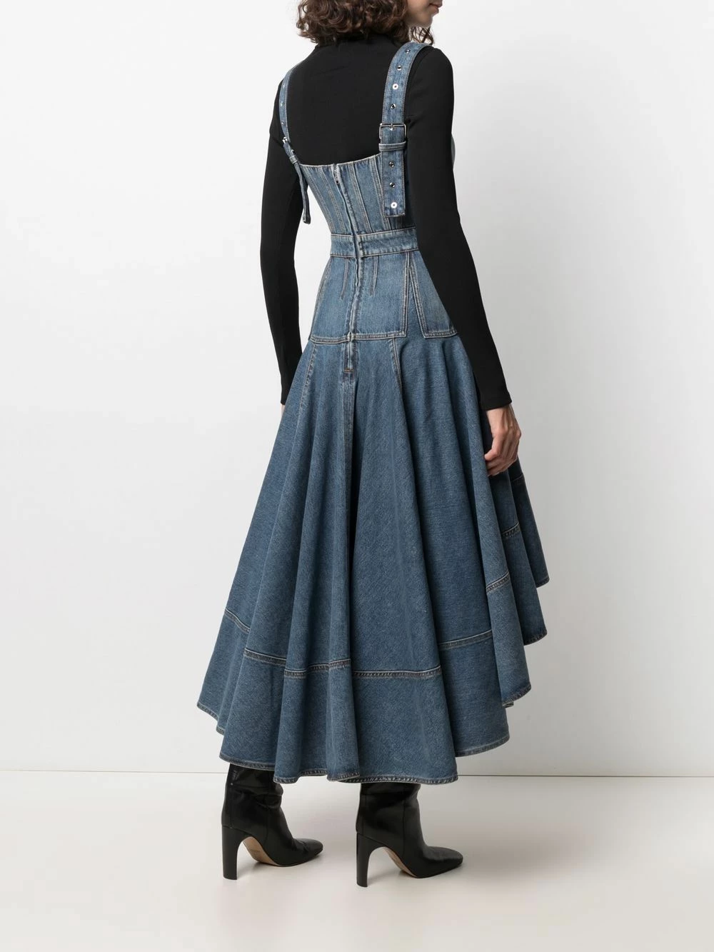 Alexander McQueen Square neck denim dress 4 Alexander McQueen square-neck denim dress