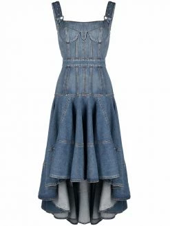 Alexander McQueen square-neck denim dress