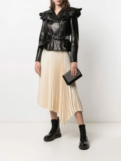 Alexander McQueen ruffle-shoulder biker jacket